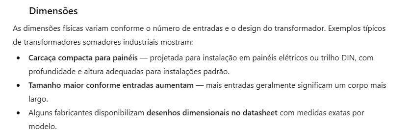Dimensões - Transformador de Corrente Tipo Somador
